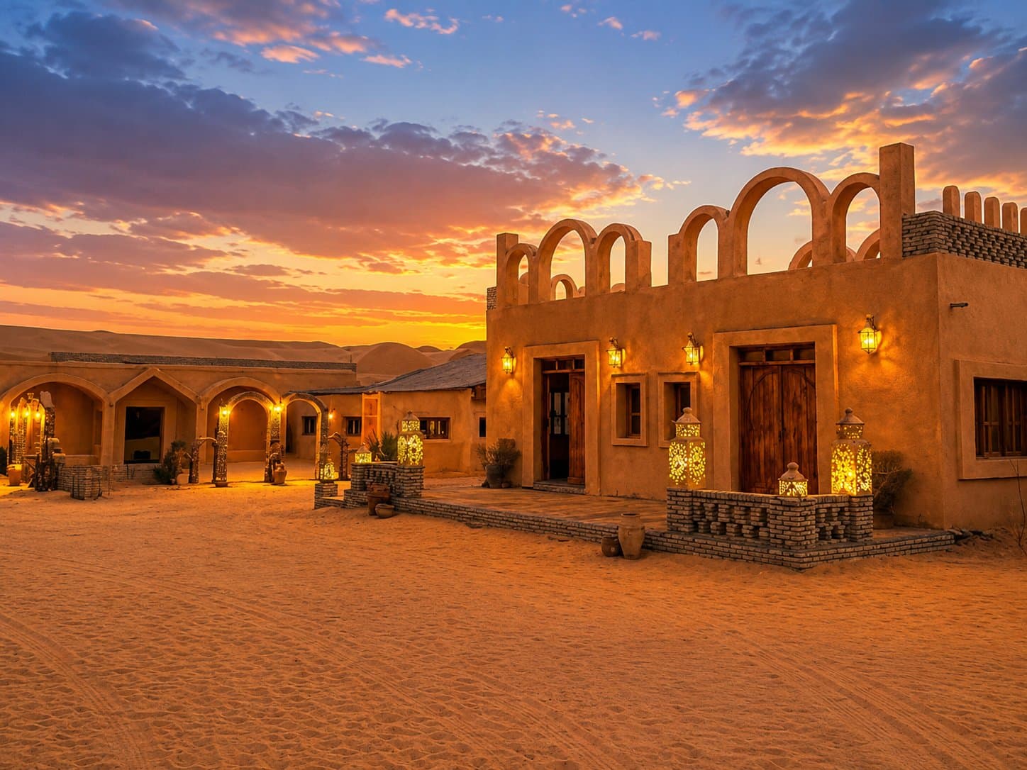 Desert gate at dusk